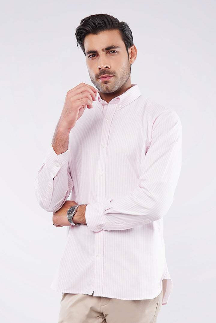 Striped Oxford Shirt - Pink & White - Mendeez