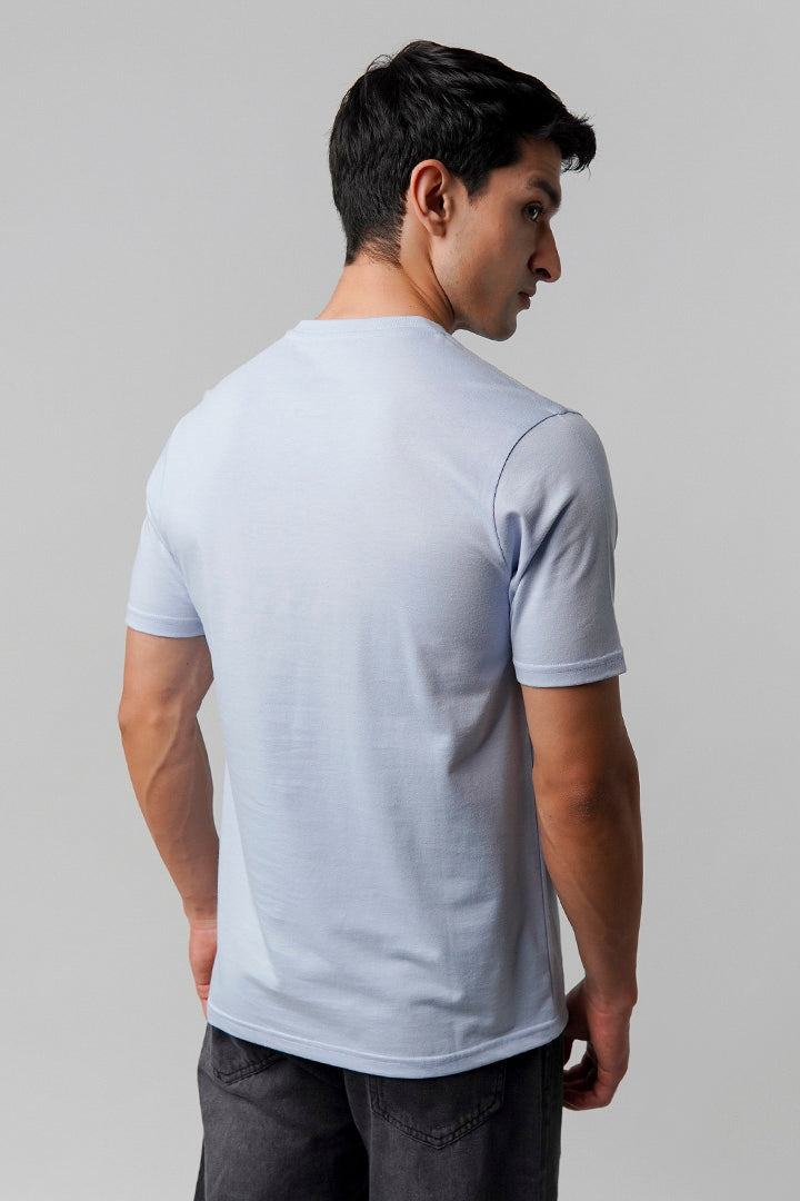 Regular Fit Henley T-Shirt - Sky Blue - Mendeez