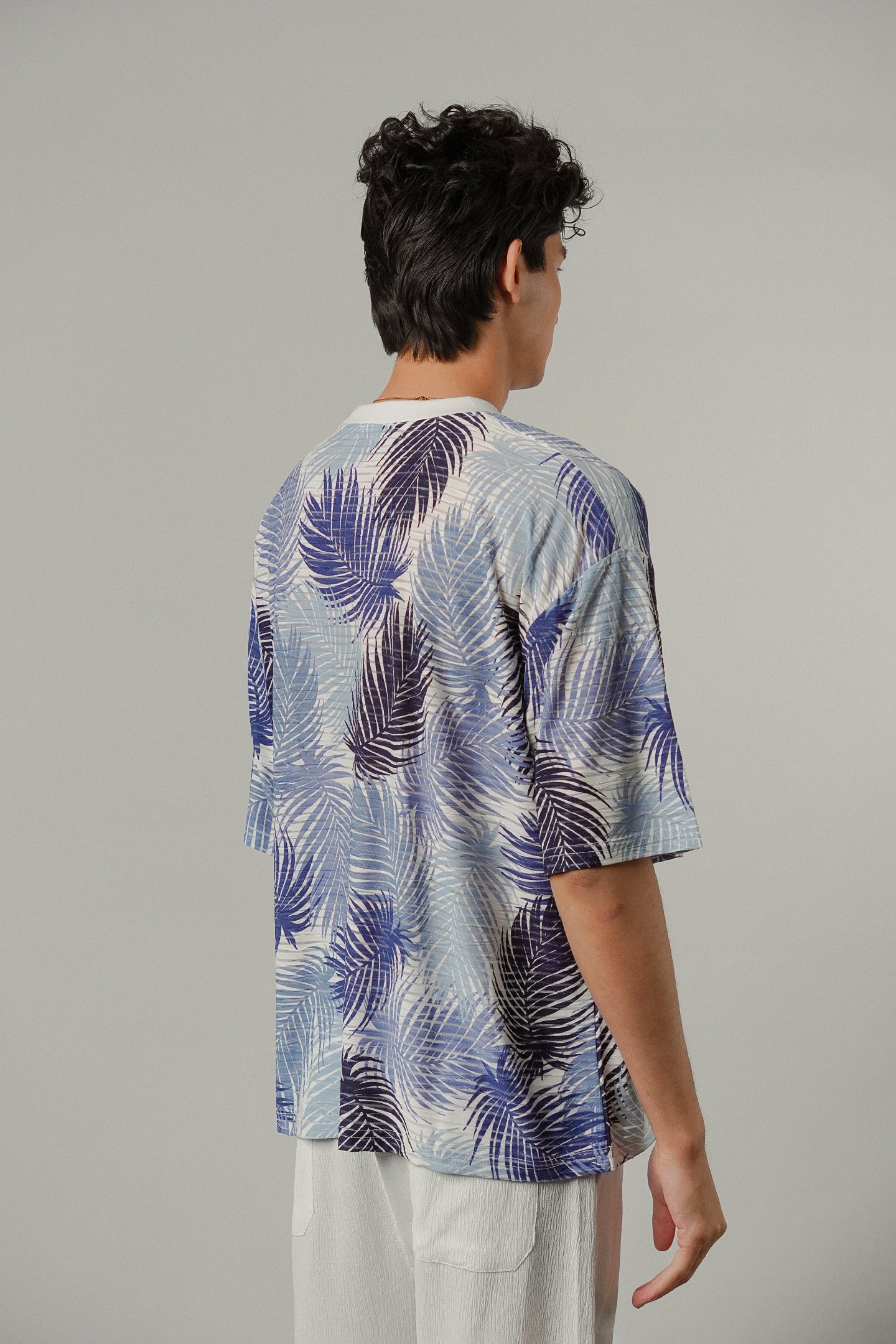 Oversized Printed Tee - Blue - Mendeez