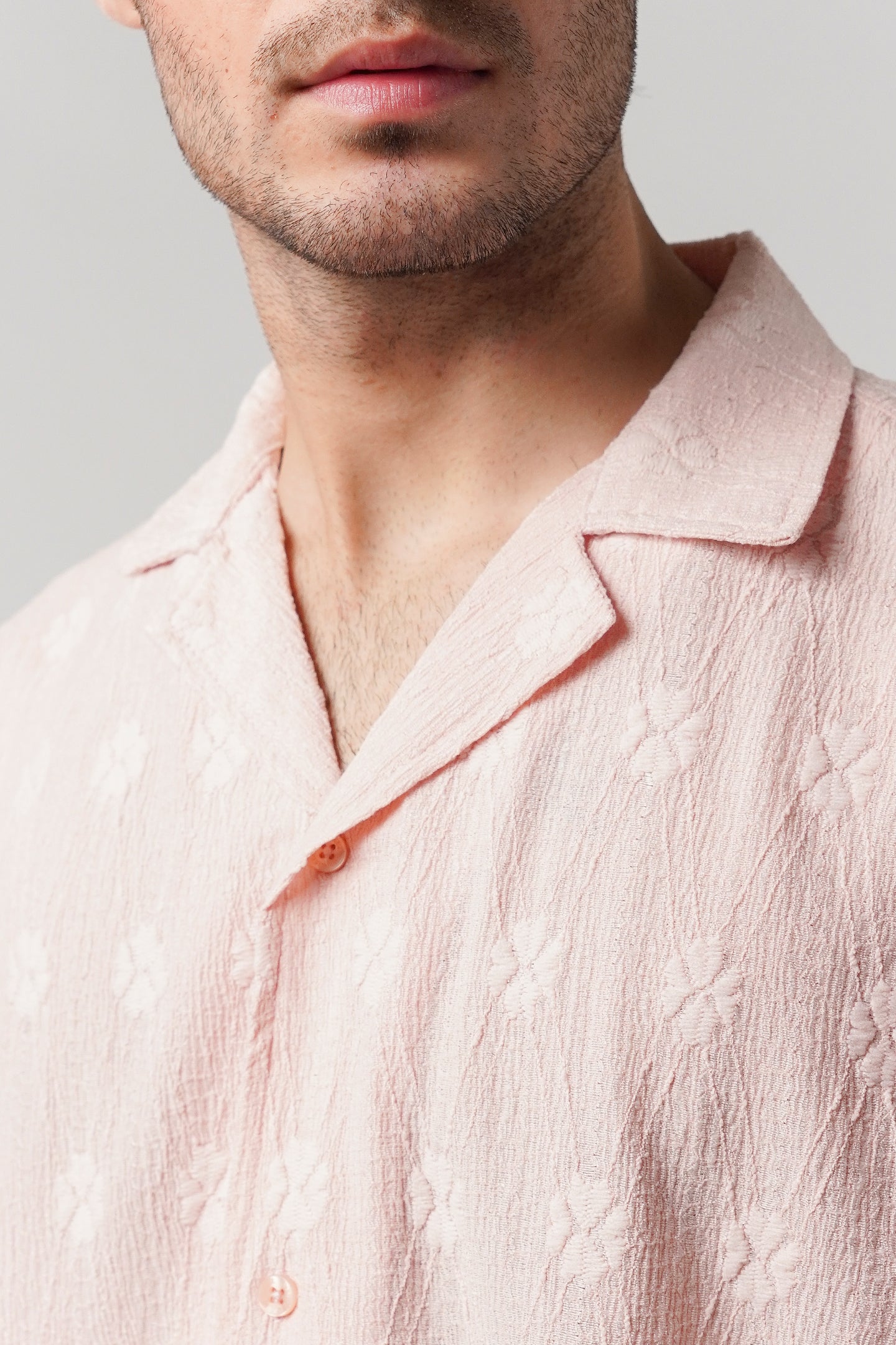 Knitted Cuban Shirt - Powder Pink - Mendeez