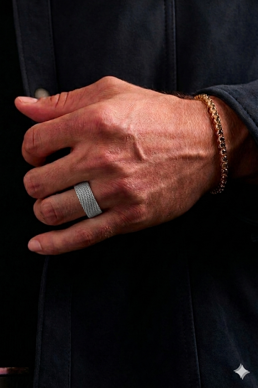 Heavy Mesh Chain Ring - Silver - Mendeez