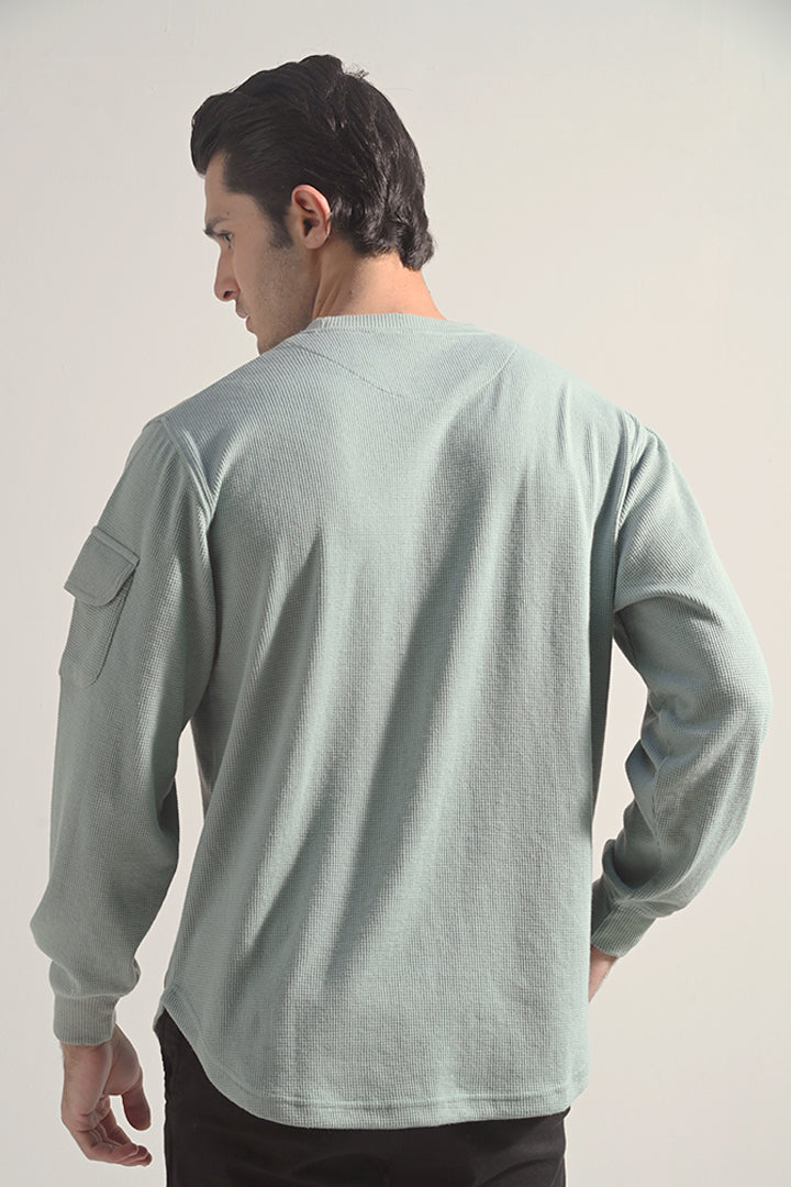 Textured Sweatshirt - Sage Green - Mendeez