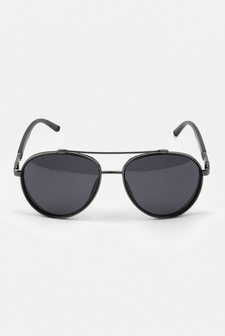 Double Bridge Aviator Sunglasses - Black - Mendeez