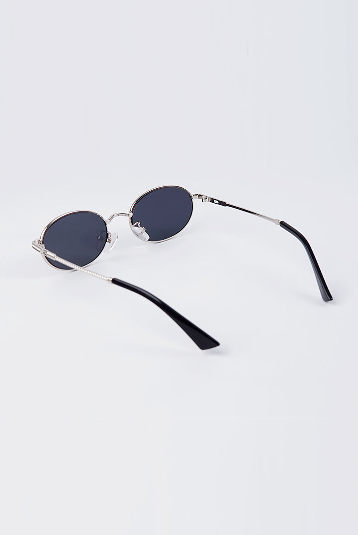 Metal Oval Sunglasses - Black - Mendeez