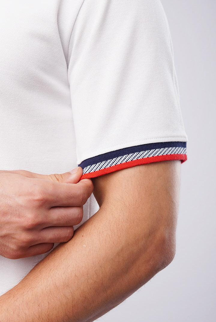 Tipping Collar Polo Shirt - White - Mendeez