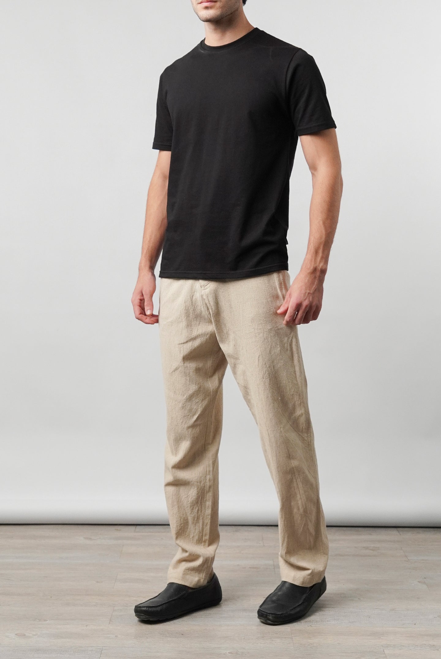 Straight Fit Linen Pants - Beige - Mendeez