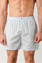 Printed Woven Boxer Shorts - Sky Blue - Mendeez