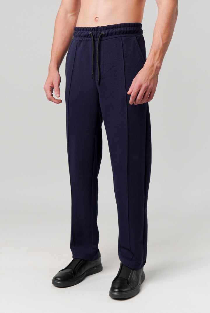 Pintex Jogger Pants - Navy Blue - Mendeez