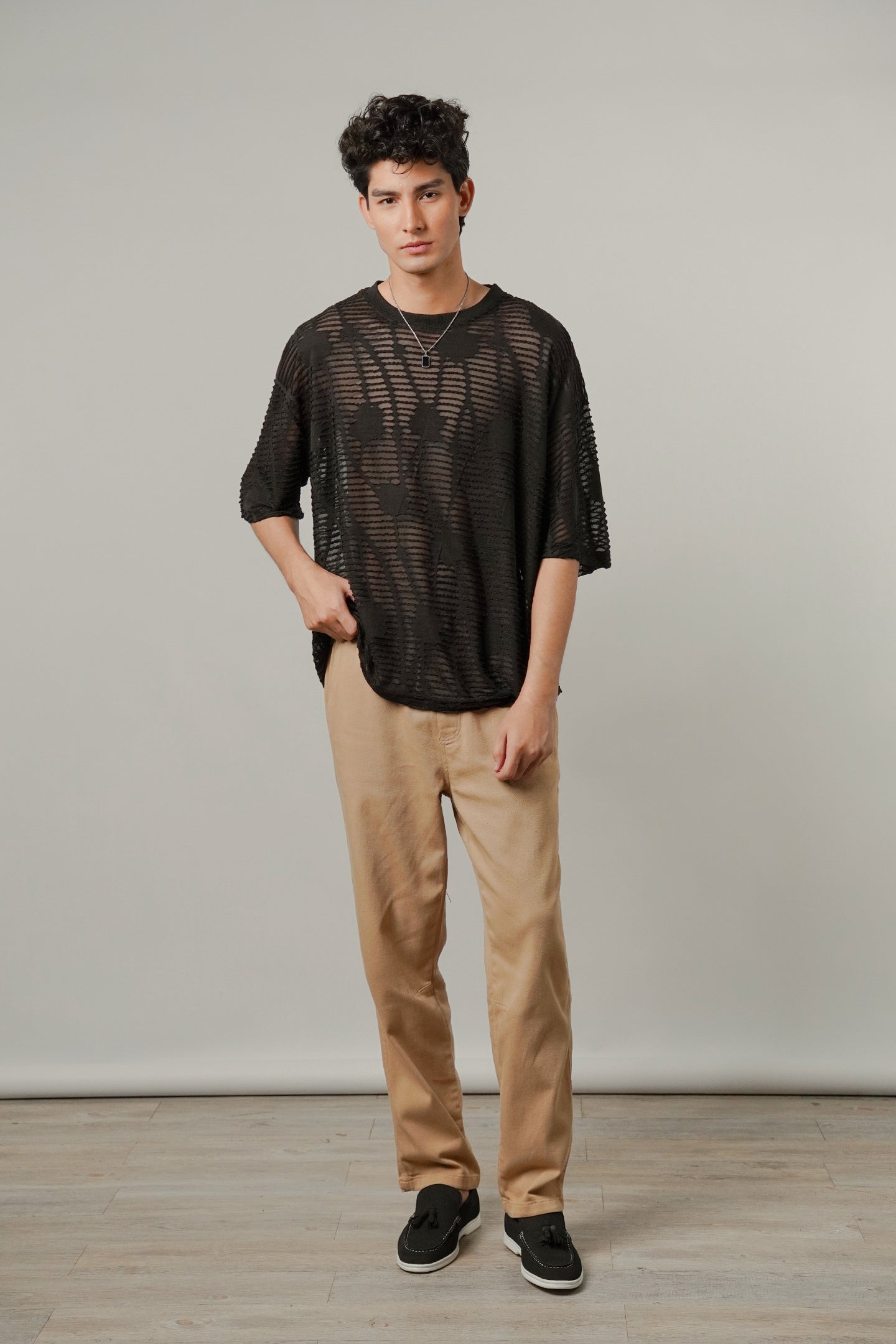 Oversized Mesh Tee - Black - Mendeez