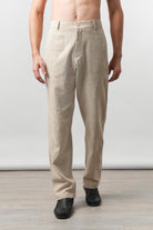 Straight Fit Linen Pants - Beige - Mendeez