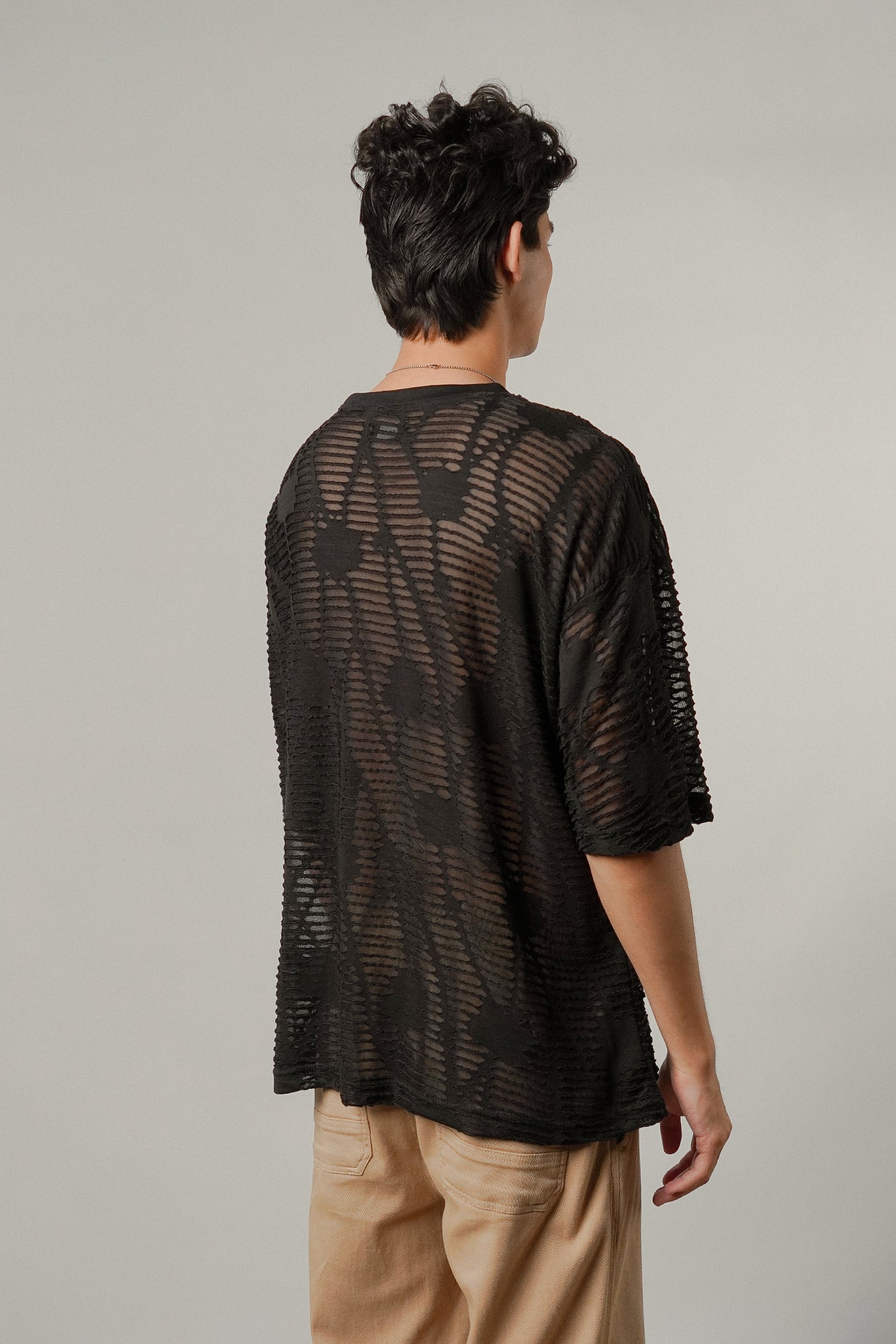 Oversized Mesh Tee - Black - Mendeez