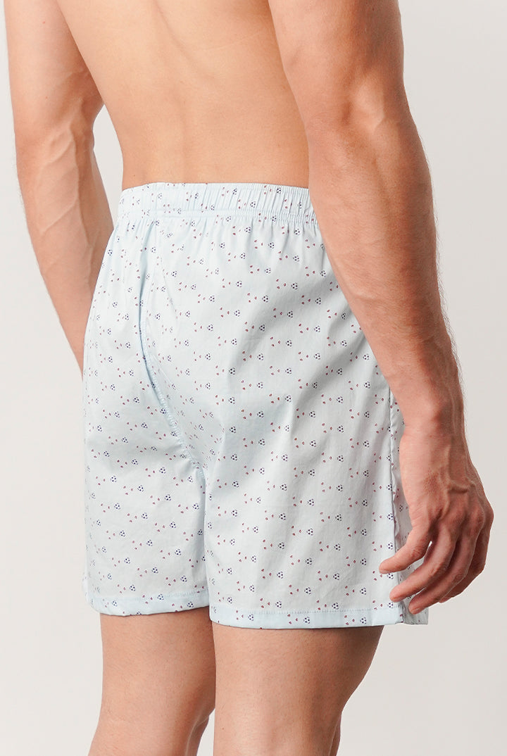 Printed Woven Boxer Shorts - Sky Blue - Mendeez