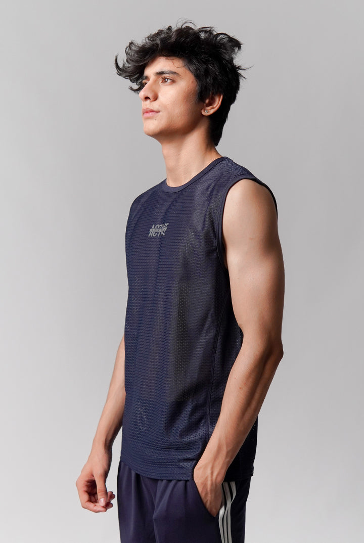 Mesh Tank Top - Navy Blue - Mendeez