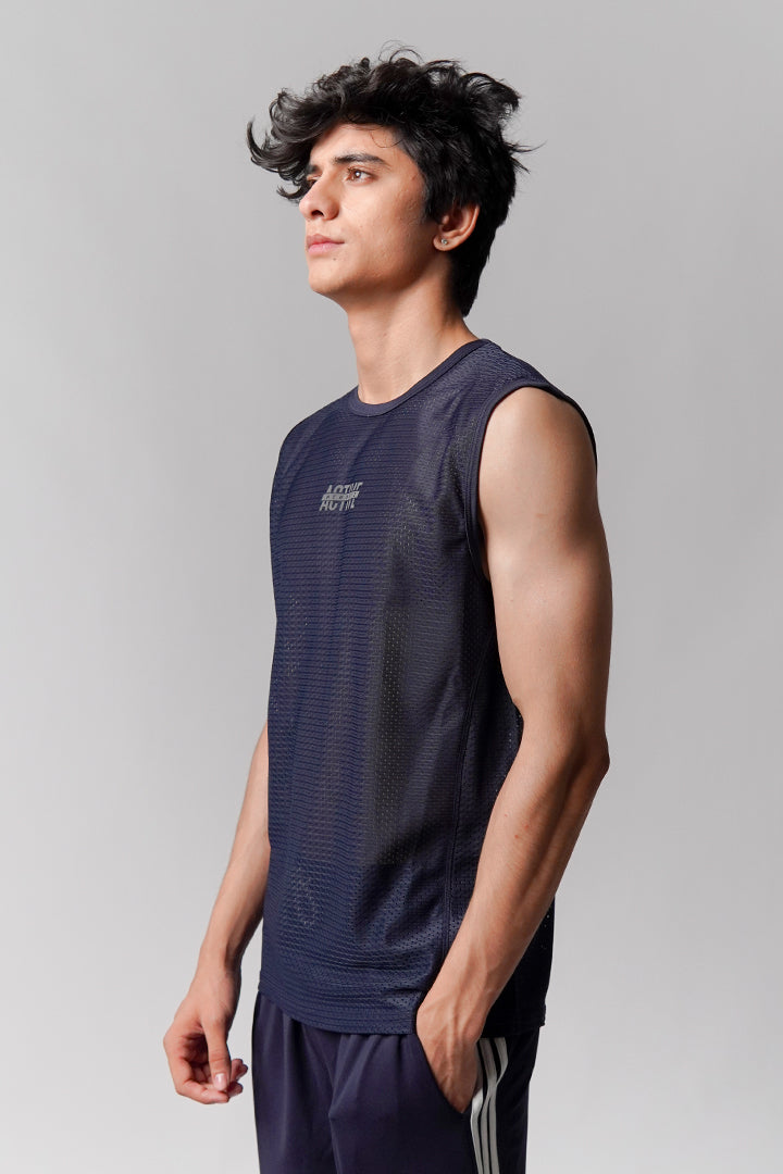 Mesh Tank Top - Navy Blue - Mendeez