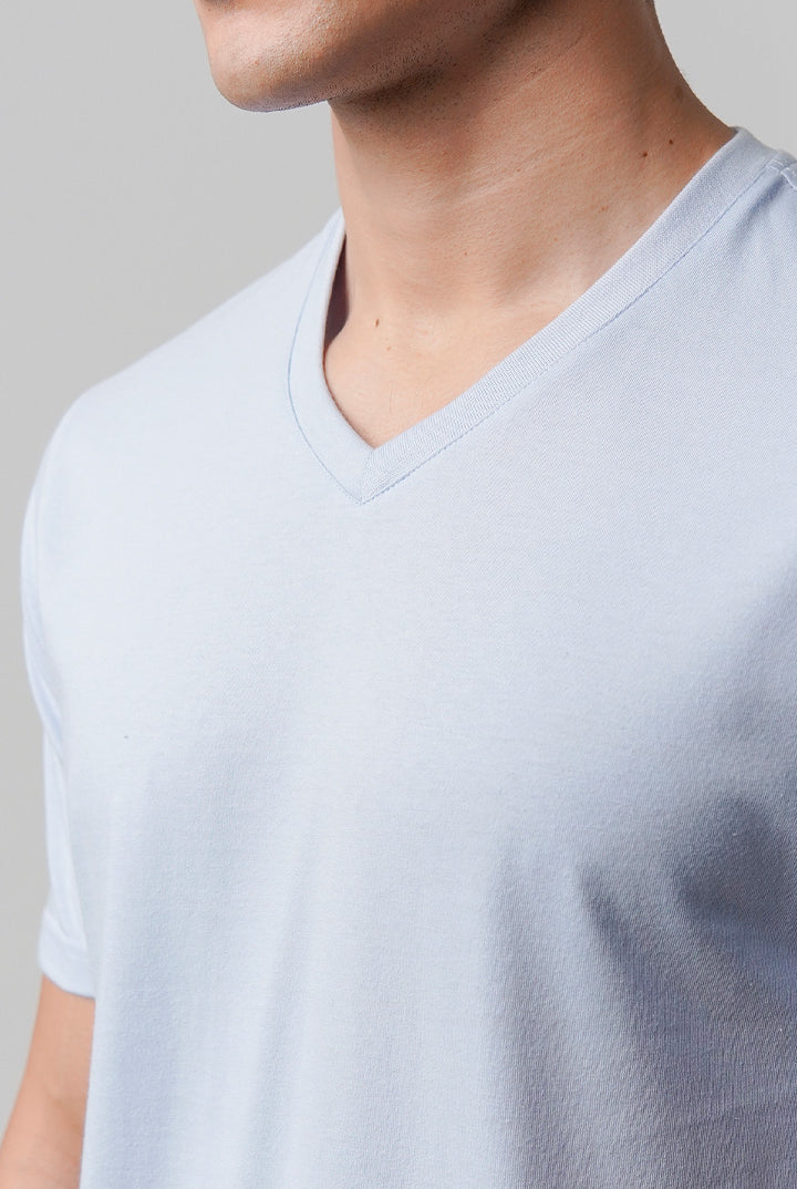 Regular Fit V-Neck T-Shirt - Sky Blue - Mendeez
