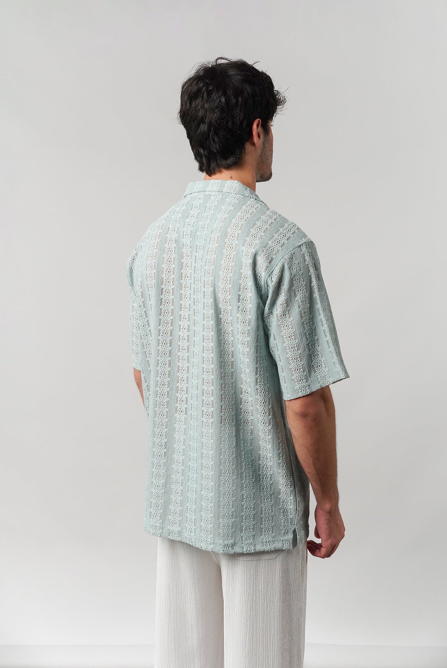 Knitted Cuban Shirt - Turquoise Blue - Mendeez