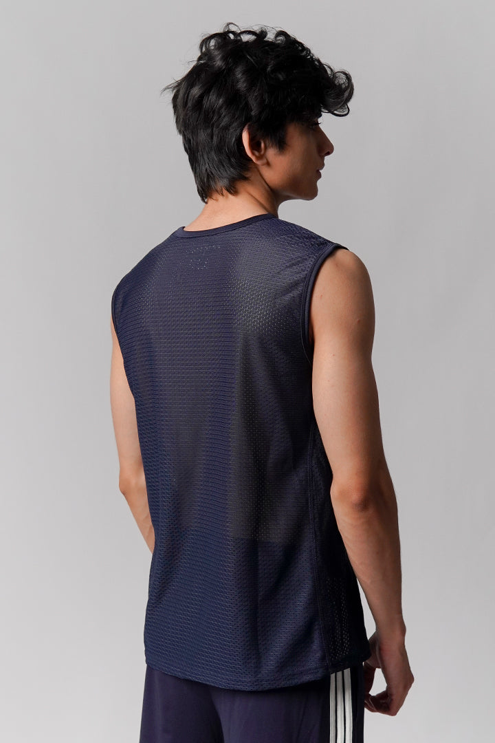 Mesh Tank Top - Navy Blue - Mendeez