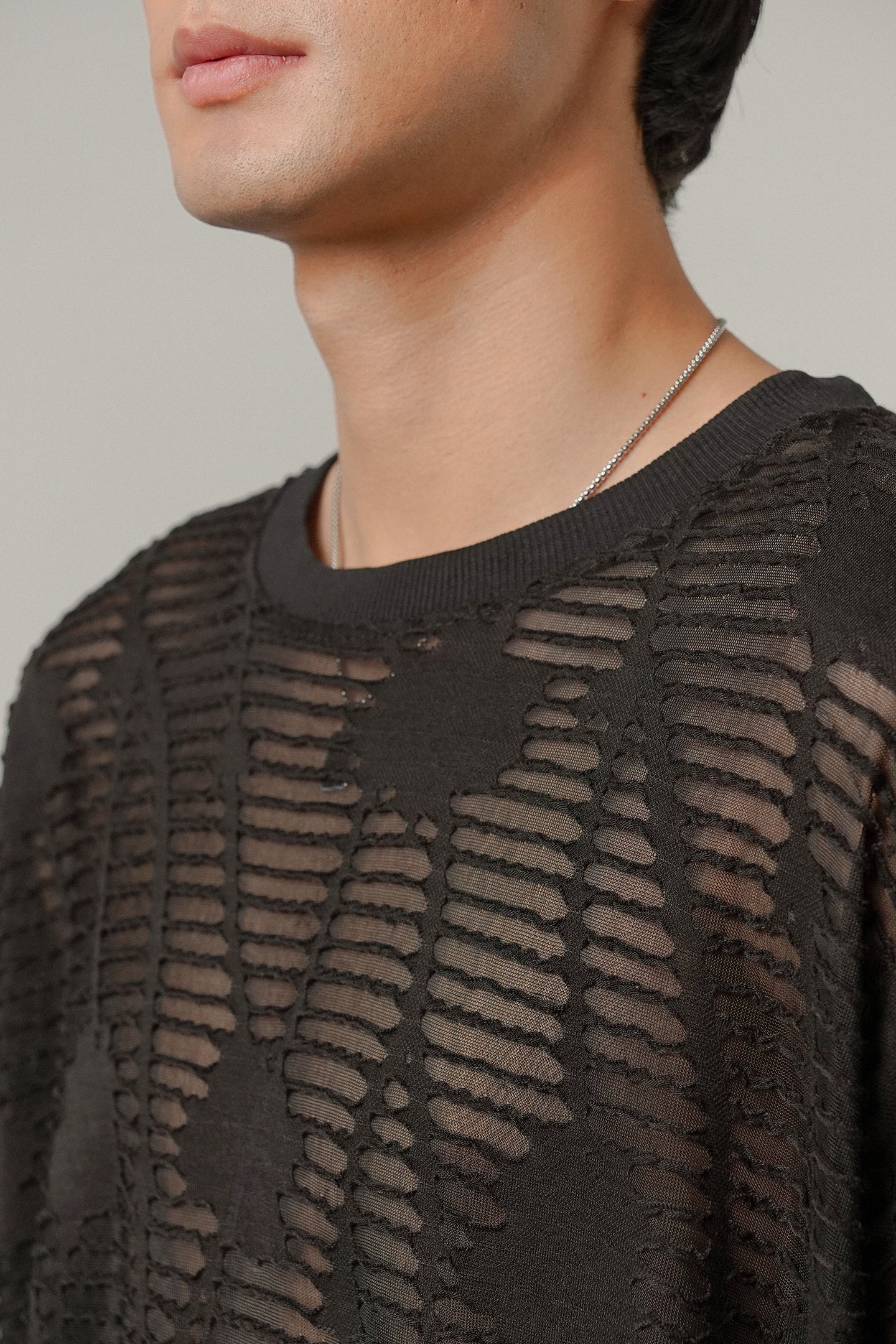 Oversized Mesh Tee - Black - Mendeez