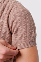Textured Knit Polo Shirt - Beige - Mendeez