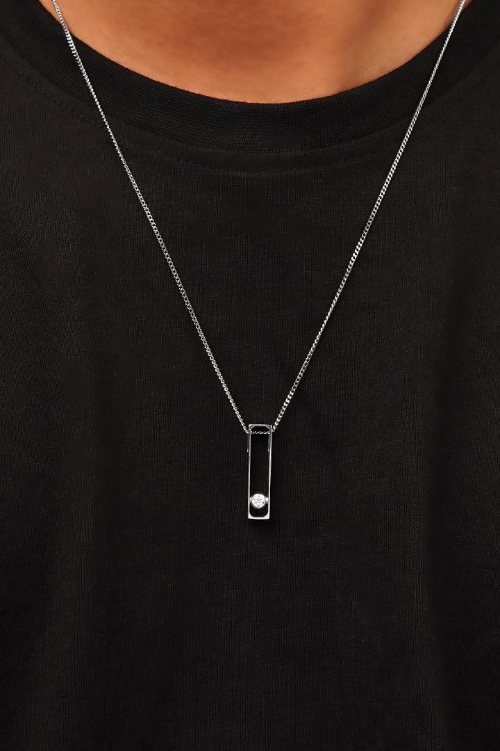 Hollow Bar Pendant - Silver - Mendeez
