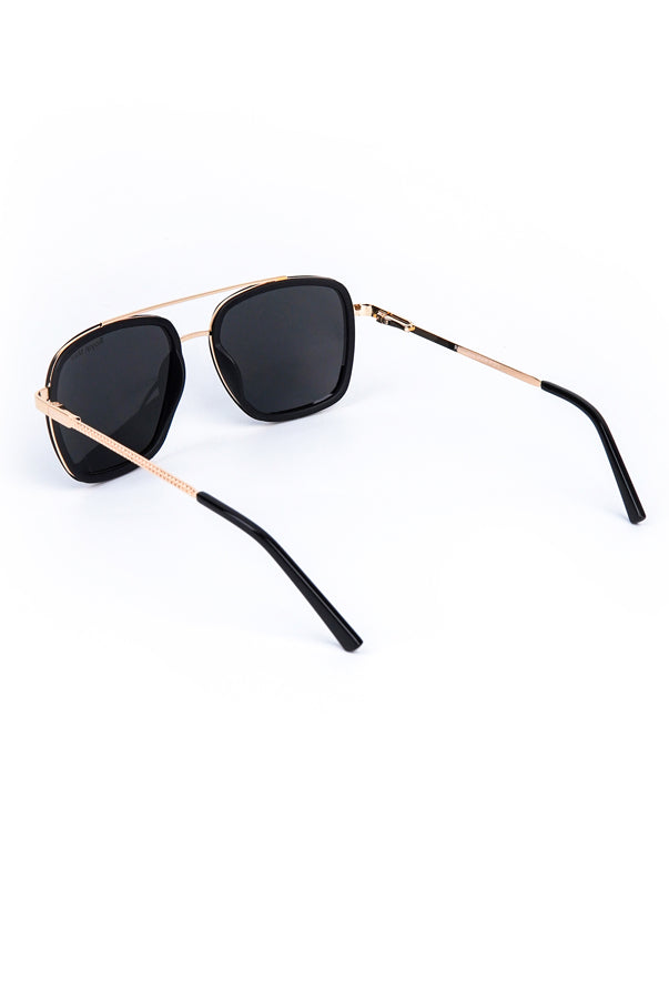 Double Bridge Square Sunglasses Black - Mendeez