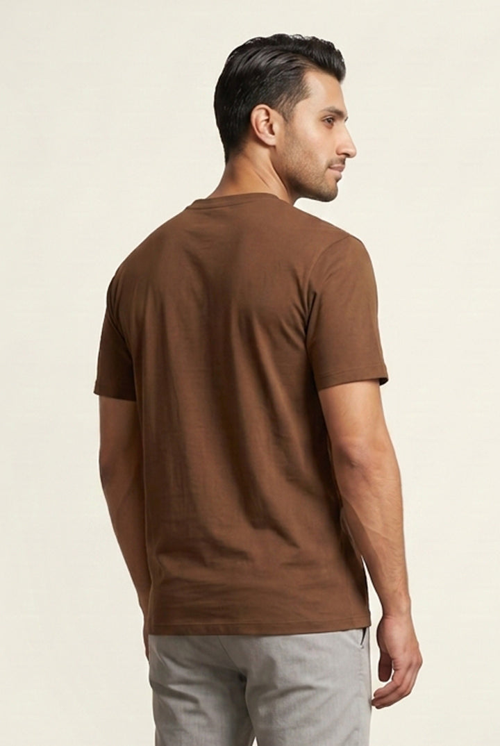 Crew Neck T-Shirt - Brown - Mendeez