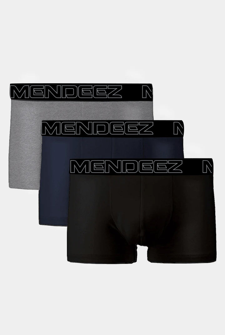 Boxer Trunks - Black, Navy Blue & Grey Pack Of 3 - Mendeez