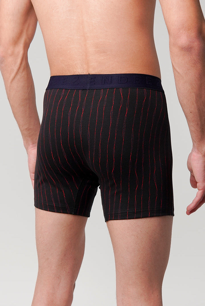 Striped Ball Pouch Boxer - Black - Mendeez