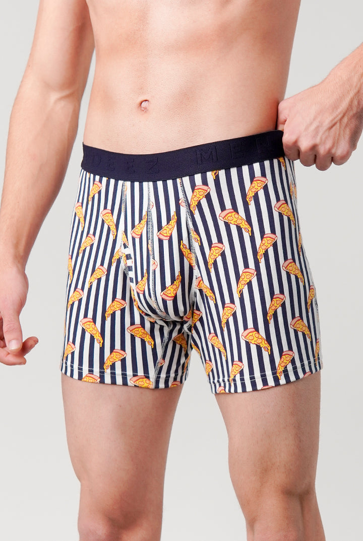Pizza Printed Ball Pouch Boxer - White - Mendeez
