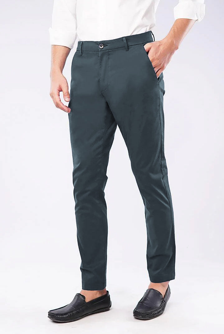 Slim Fit Chinos - Greyish Blue - Mendeez