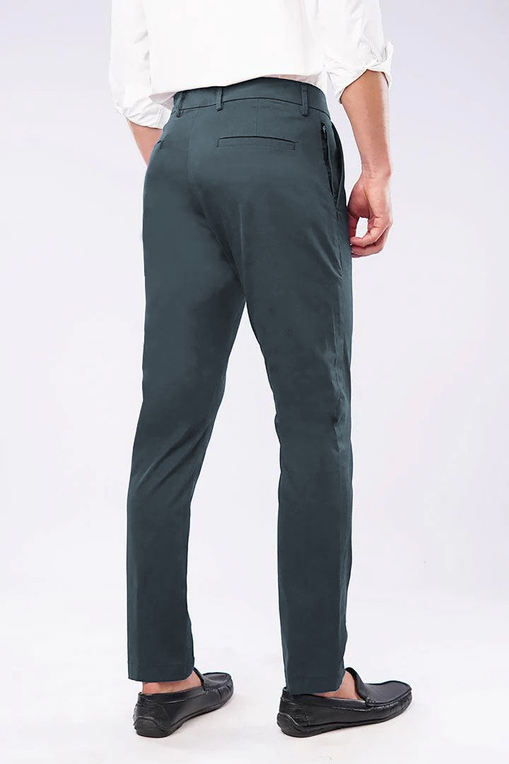 Slim Fit Chinos - Greyish Blue - Mendeez