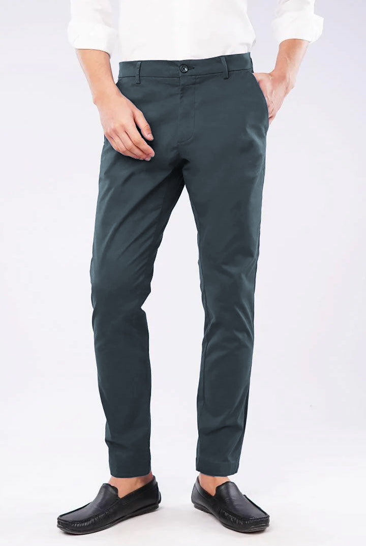 Slim Fit Chinos - Greyish Blue - Mendeez