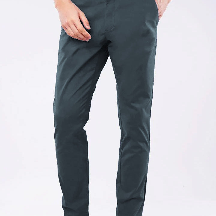 Slim Fit Chinos - Greyish Blue - Mendeez