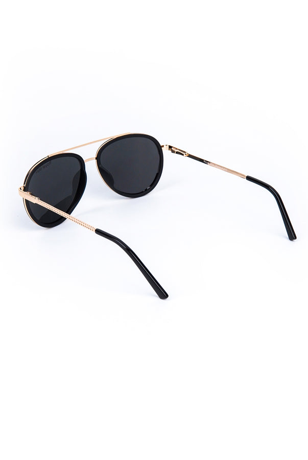 Double Bridge Oval Sunglasses Black - Mendeez
