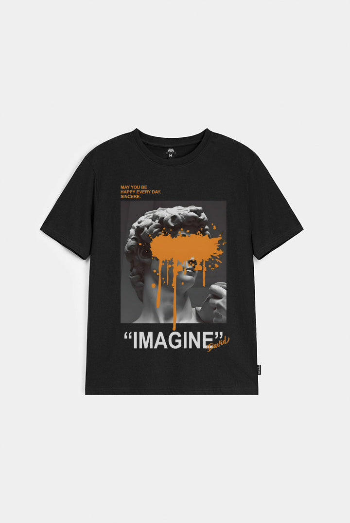 Printed Graphic Tee - Black - Mendeez