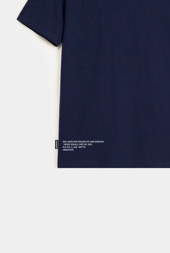 Printed Graphic Tee - Navy Blue - Mendeez
