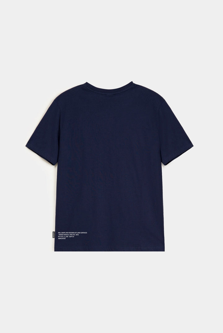 Printed Graphic Tee - Navy Blue - Mendeez