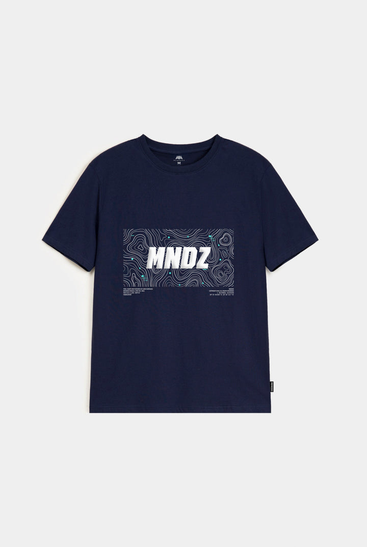 Printed Graphic Tee - Navy Blue - Mendeez