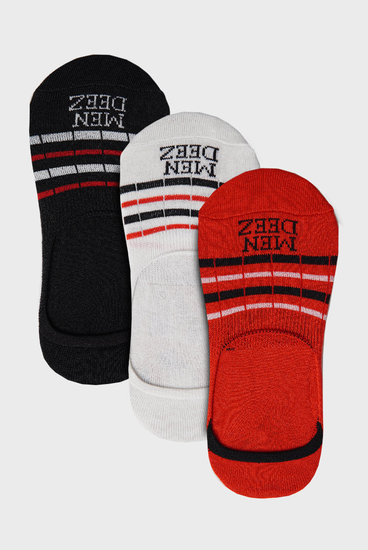 Striped No Show Socks - Pack of 3 - Mendeez