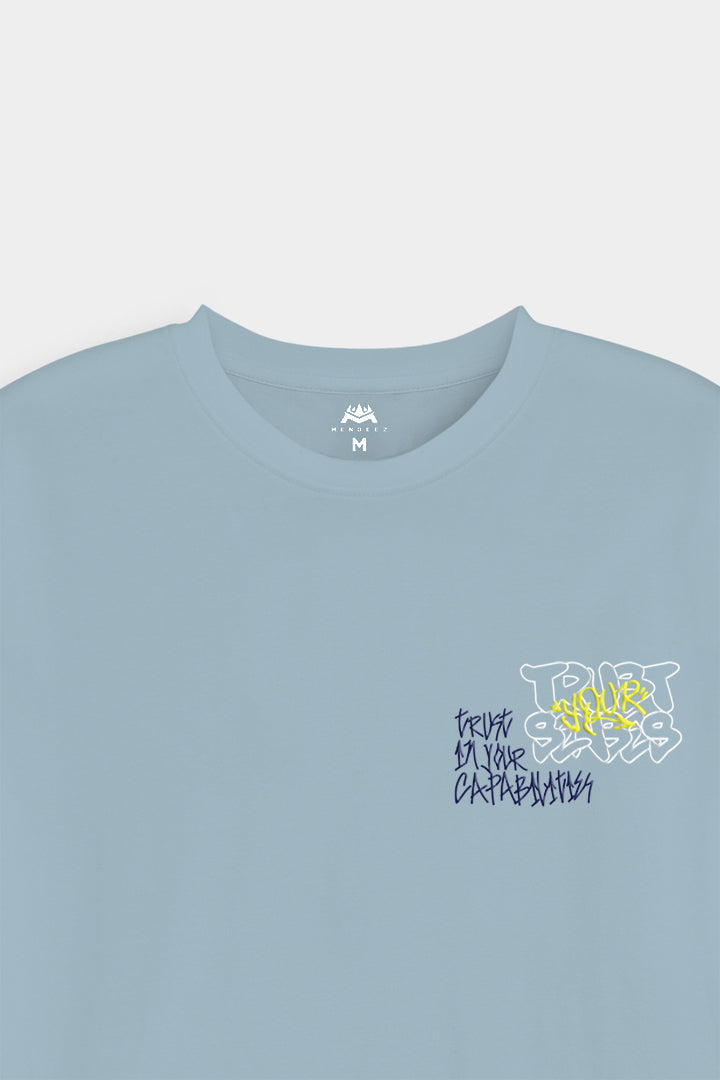 Printed Graphic Tee - Sky Blue - Mendeez