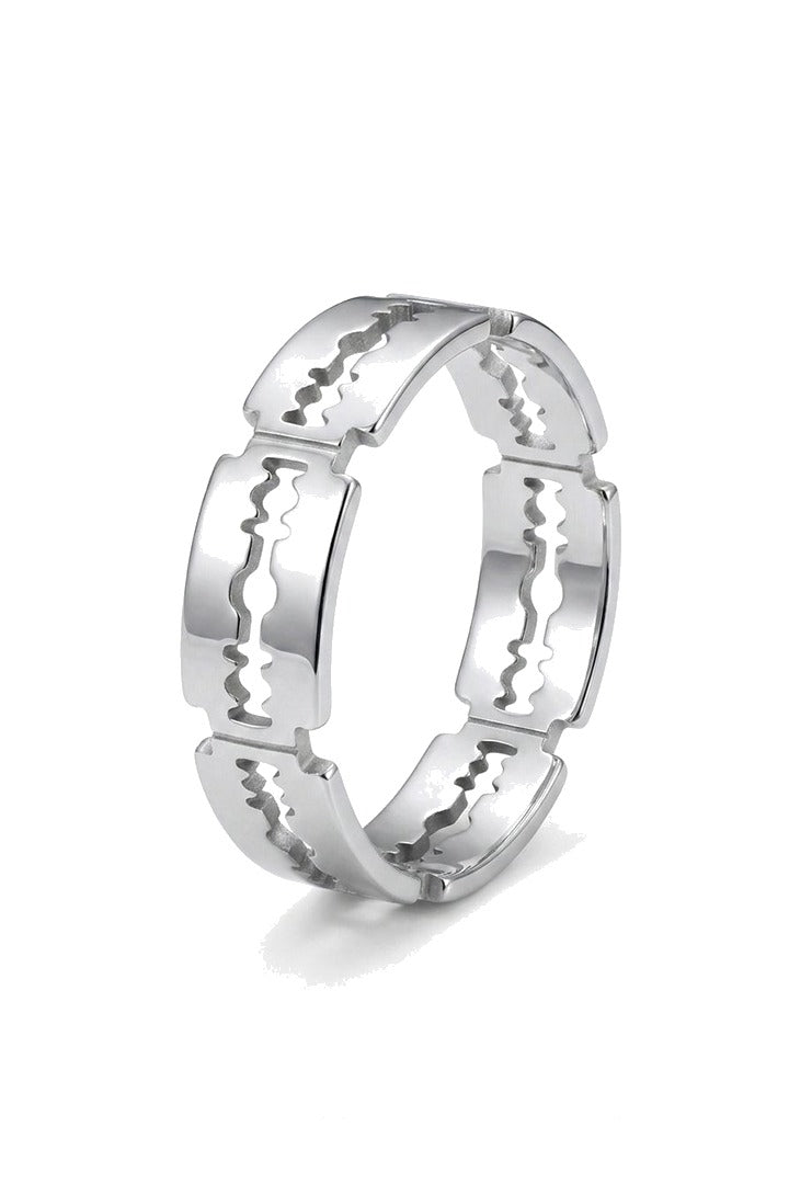 Razor Blade Link Ring - Silver - Mendeez