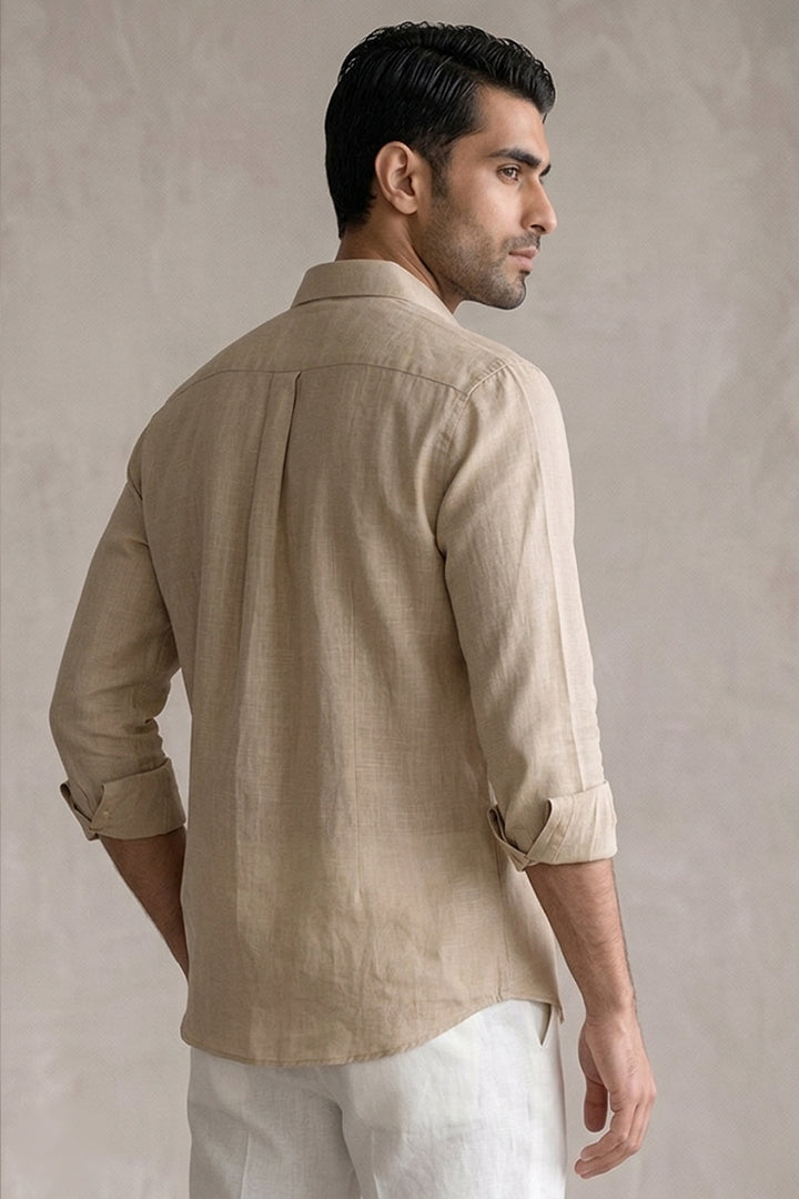 Linen Shirt - Beige - Mendeez