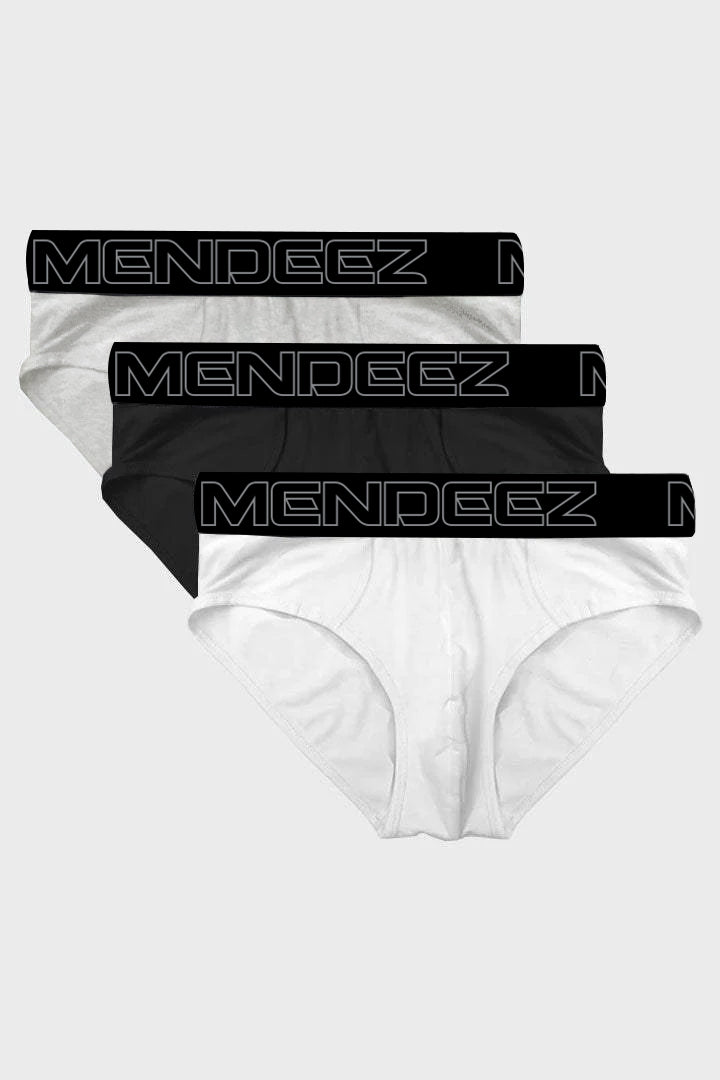 Briefs - White, Light Grey & Black Pack Of 3 - Mendeez