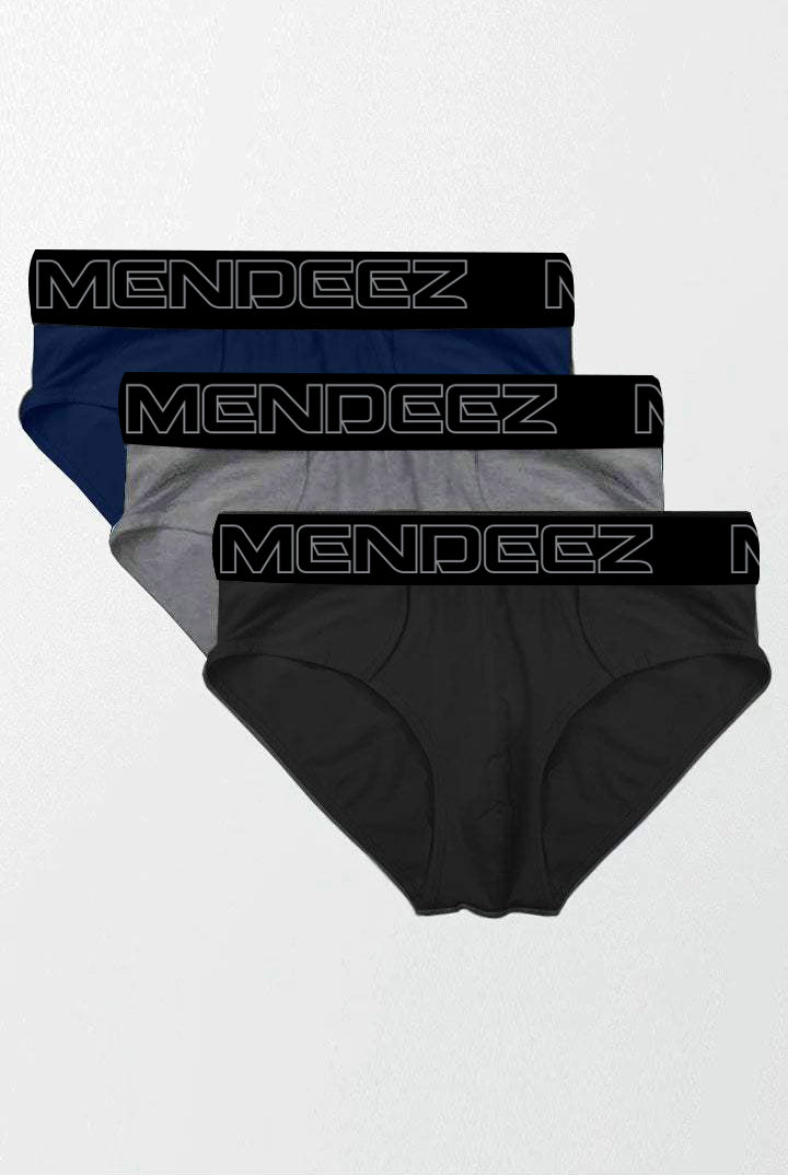 Briefs - Black, Grey & Navy Blue Pack Of 3 - Mendeez
