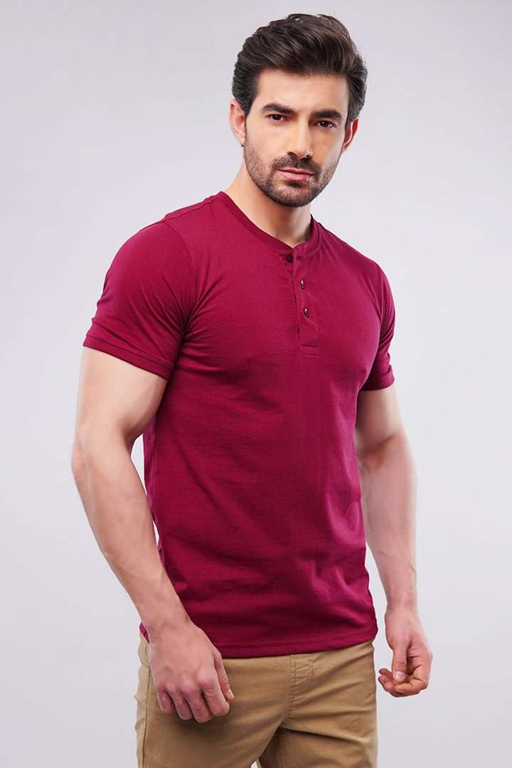 Basic Henley - Burgundy - Mendeez PK