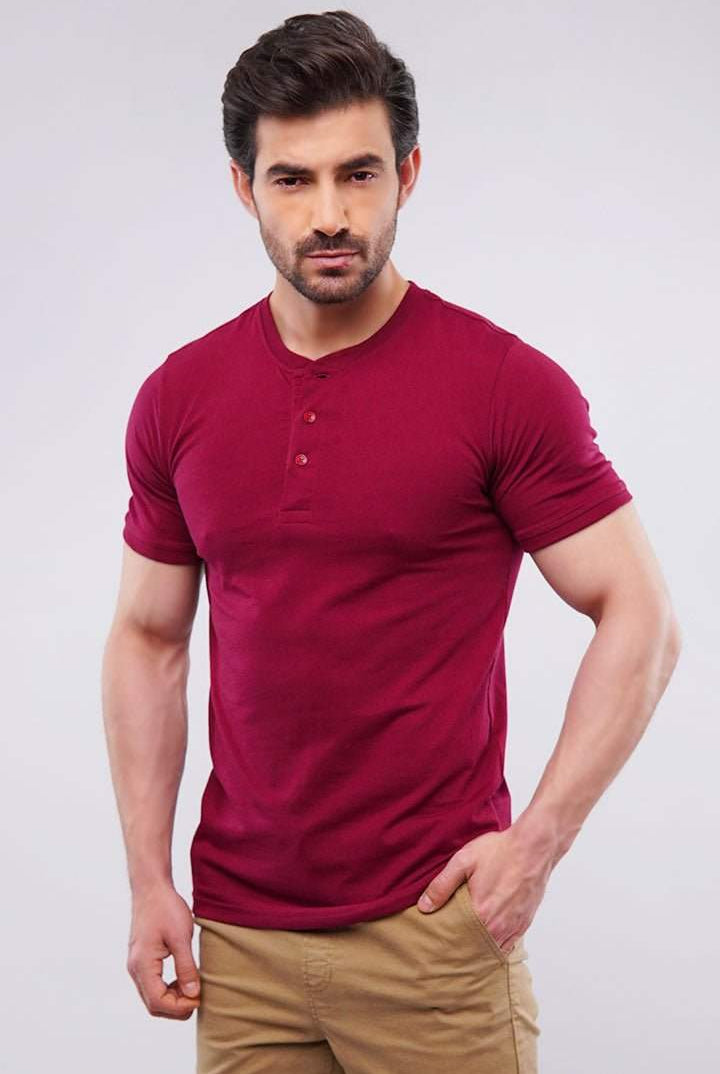 Basic Henley - Burgundy - Mendeez PK