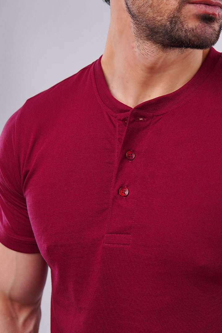Basic Henley - Burgundy - Mendeez PK