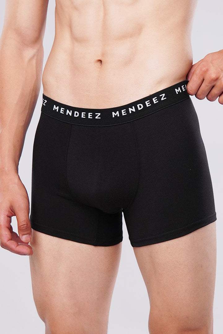 Jacquard Boxer Trunks - Pack of 3 (White, Heather Grey, Black) - Mendeez PK
