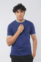 Navy Pique Henley T-shirt - Mendeez PK