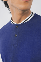 Navy Pique Henley T-shirt - Mendeez PK